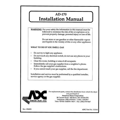 AD-170 INSTALL. / OPER. MANUAL