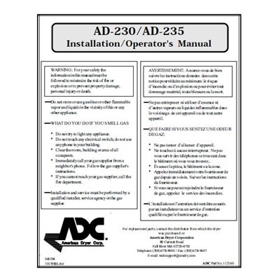 AD230 / 235 INSTALL. / OPER. MAN.