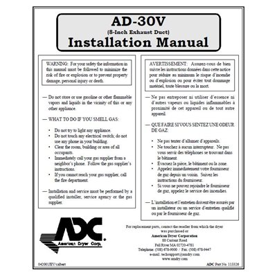 AD30V (8VENT) INSTAL MANUAL