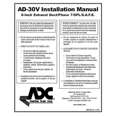 30V 8" EXH PH7 OPL FSS INST MAN